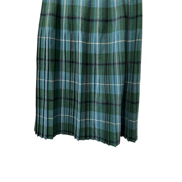 Estridge Of England-Green Plaid Tartan Pleated Wrap Wool Skirt Medium Read-VNTG - Picture 12 of 12